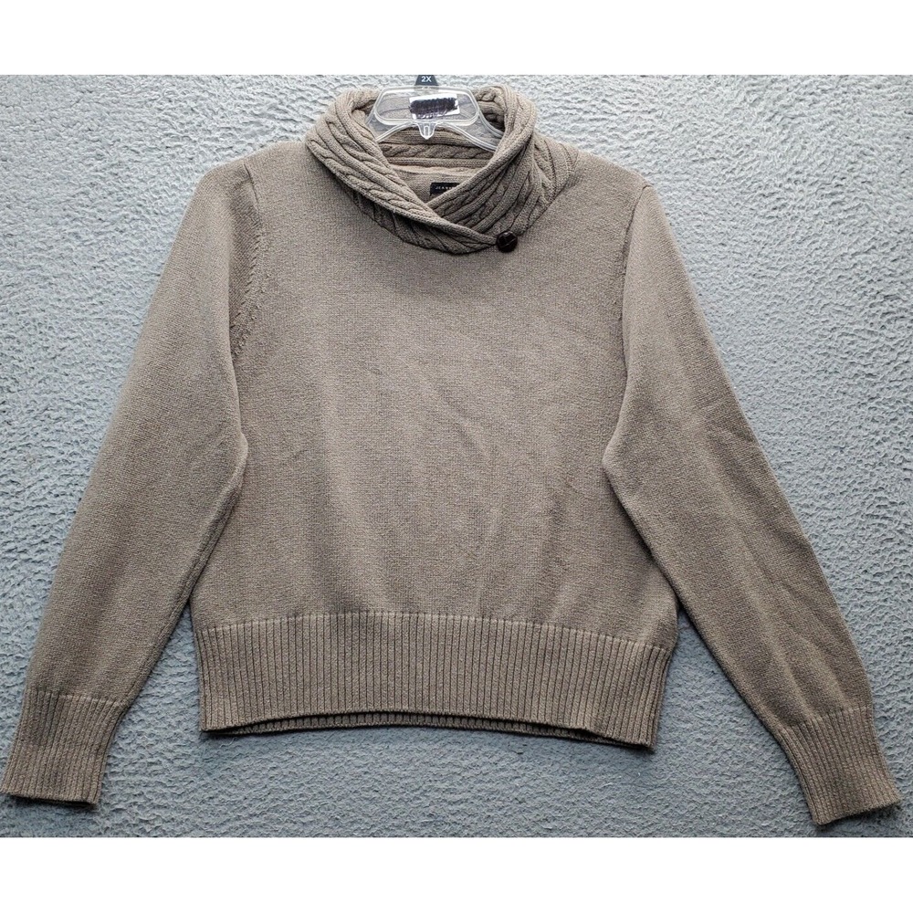 Jeanne Pierre Sweater Mens XL Brown Knitted Long Sleeve Shawl Collar Pullover‎